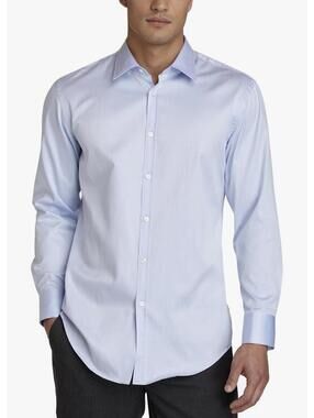 BOSS Hugo Boss Men's Max Slim Fit Small Herringbone Shirt In Blue-Size Large